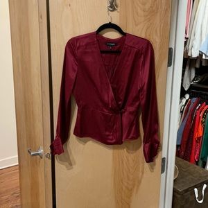 Long sleeve silk wrap top